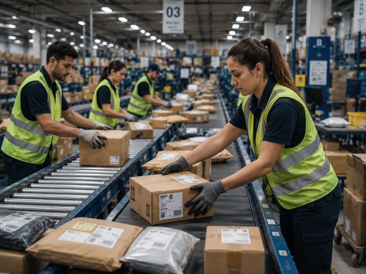 Team Amaranto al lavoro nel magazzino di smistamento